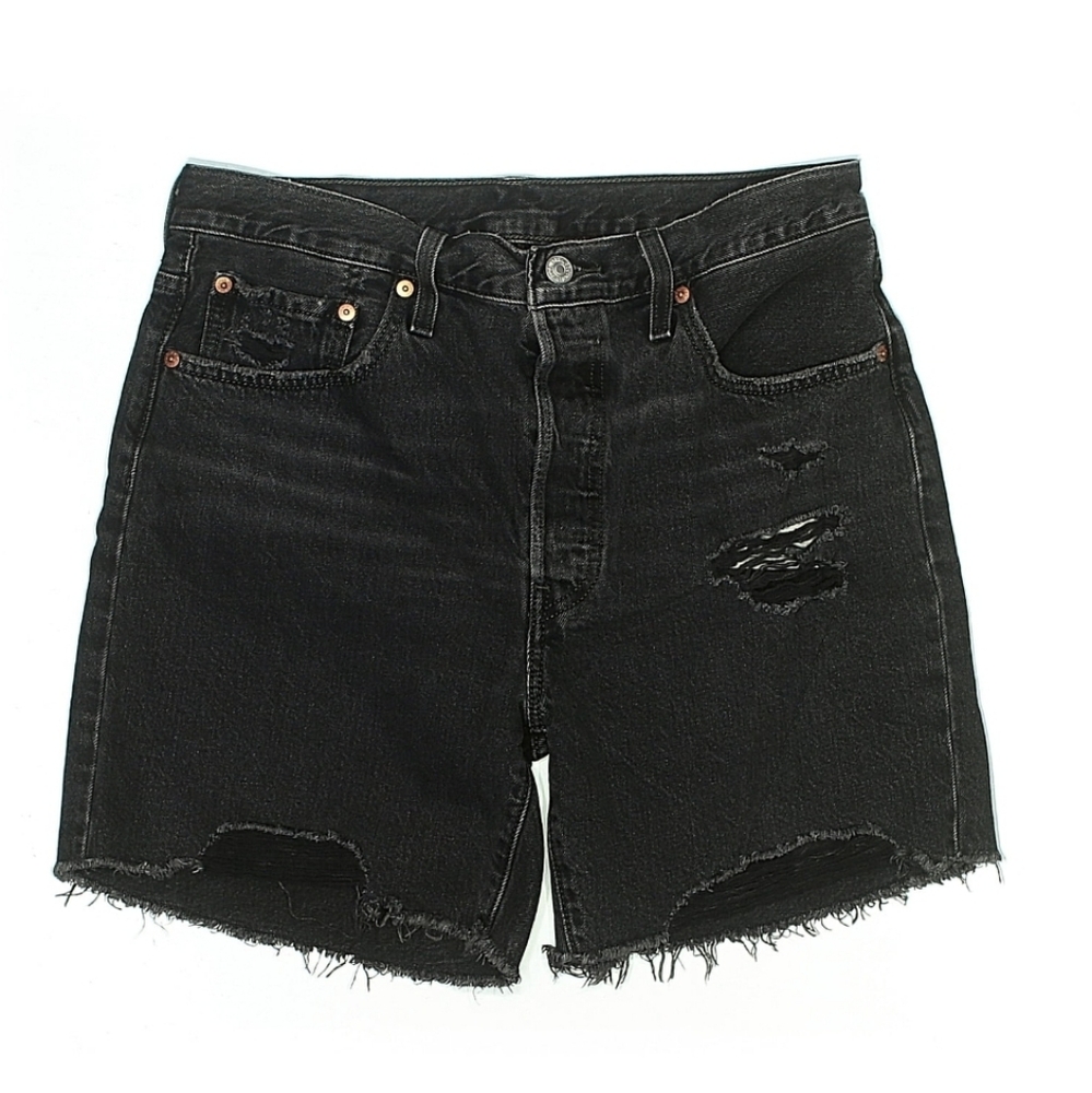 Levi's Levis 501 Mid Thigh Black Distressed Shorts